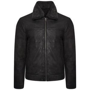 Barneys Originals Real Leather Trucker Jacket With Removable Shearling Collar